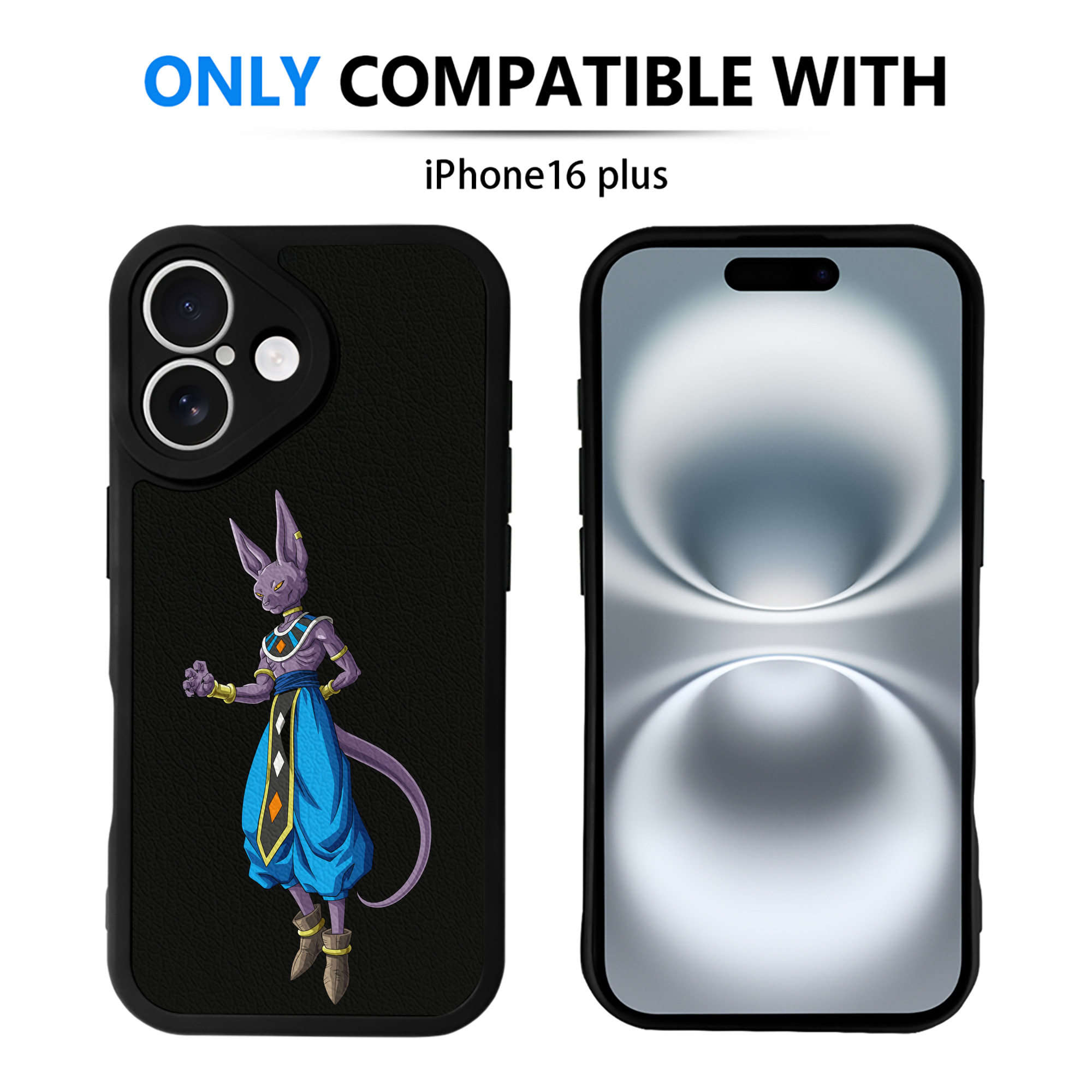 （画像用） ドラゴンボール ビルス 破壊神ビルス DRAGON BALL Beerus Birusu 【iPhone 16シリーズ対応】シリコンスマホケース（レザー調） 材質：シリコン